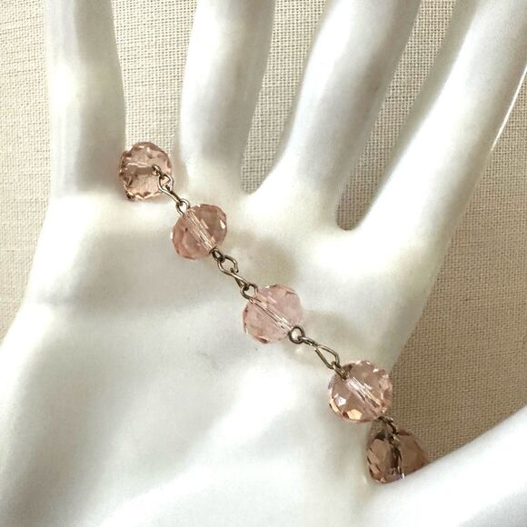 Pink Swarovski crystal religious charm bracelet - Picture 4 of 12
